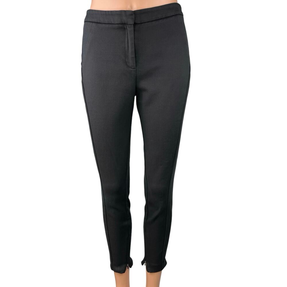 Reiss Darlas Women's Black Skinny Mid Rise Zip-Hem Cropped Trousers Pants Size 2